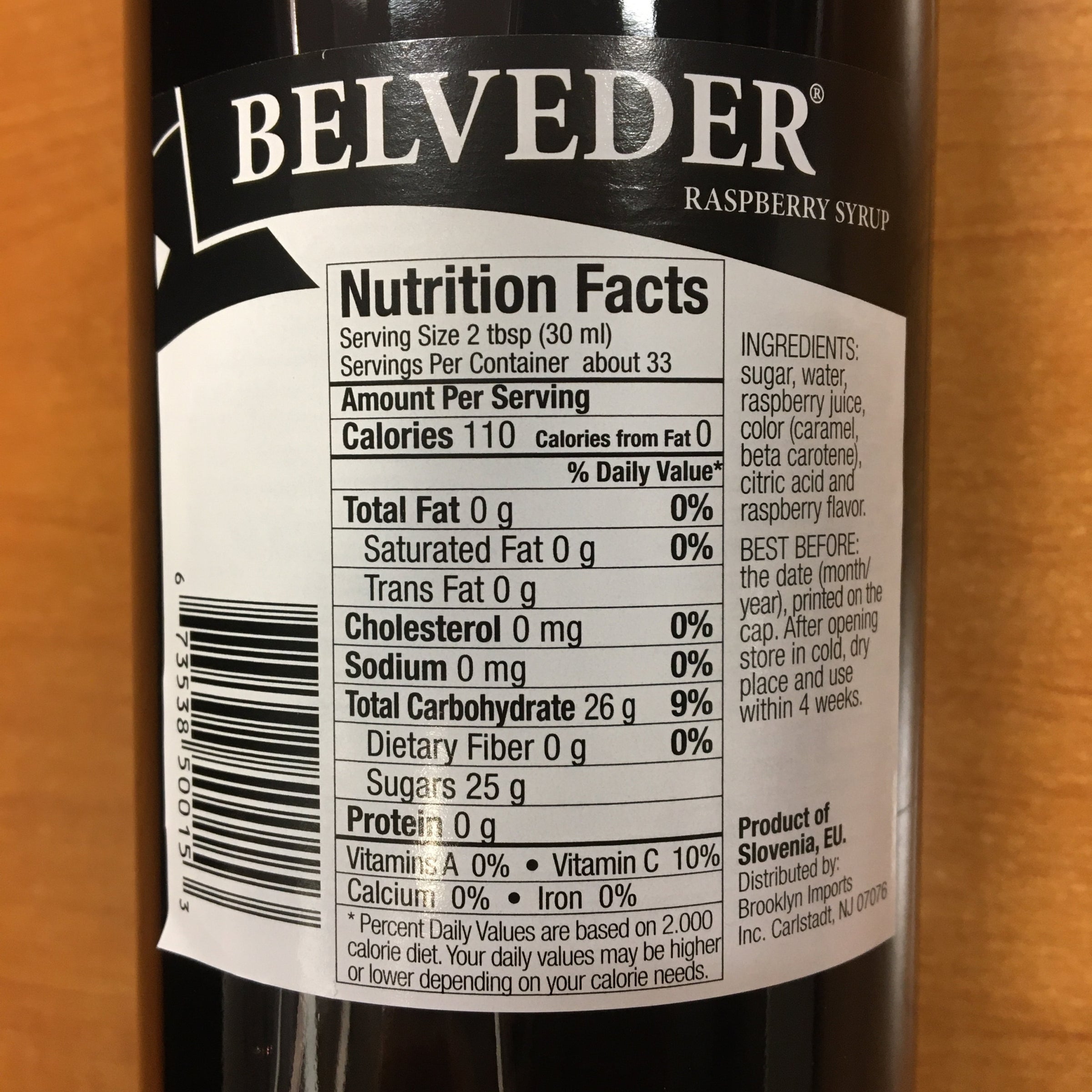 Belvedere Vodka, Nutrition